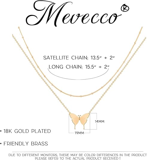 Mevecco Layered Butterfly Necklace Mevecco Layered Butterfly Necklace