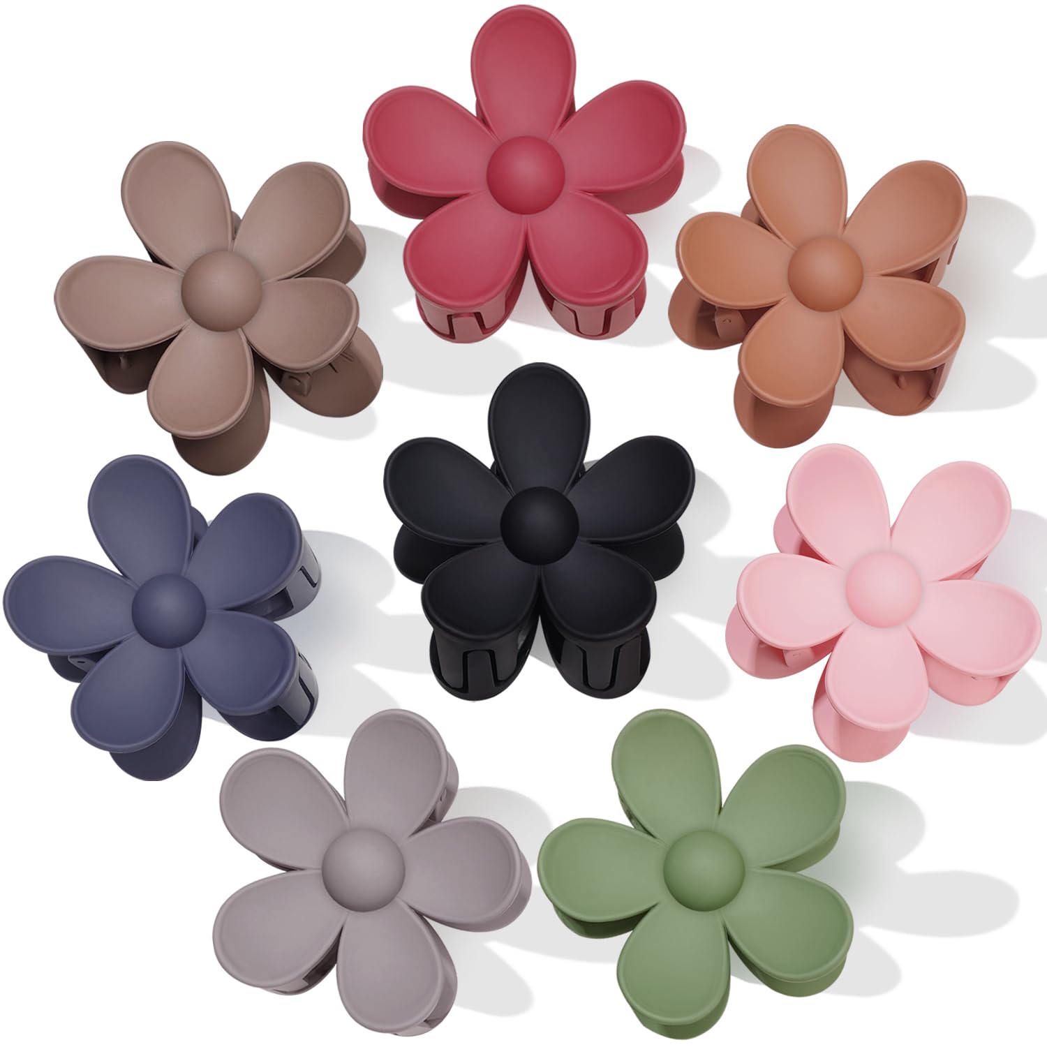 Flower Hair Clips for Women Flower Hair Clips for Women 8PCS Matte Finish Large Claw Clips Set