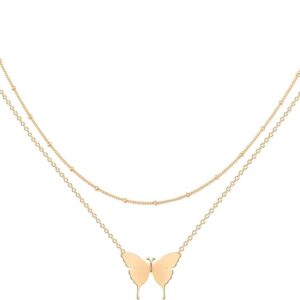 Mevecco Layered Butterfly Necklace