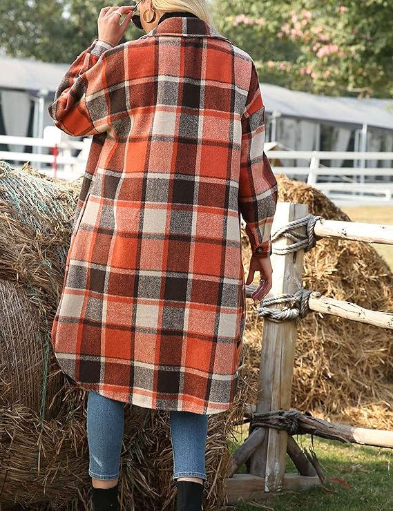 Women's Long Plaid Check Coat Women's Long Plaid Check Coat