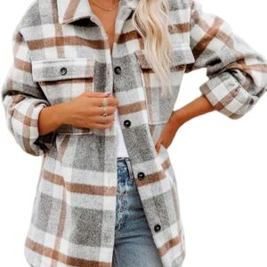 Home Women's Flannel Plaid Shacket