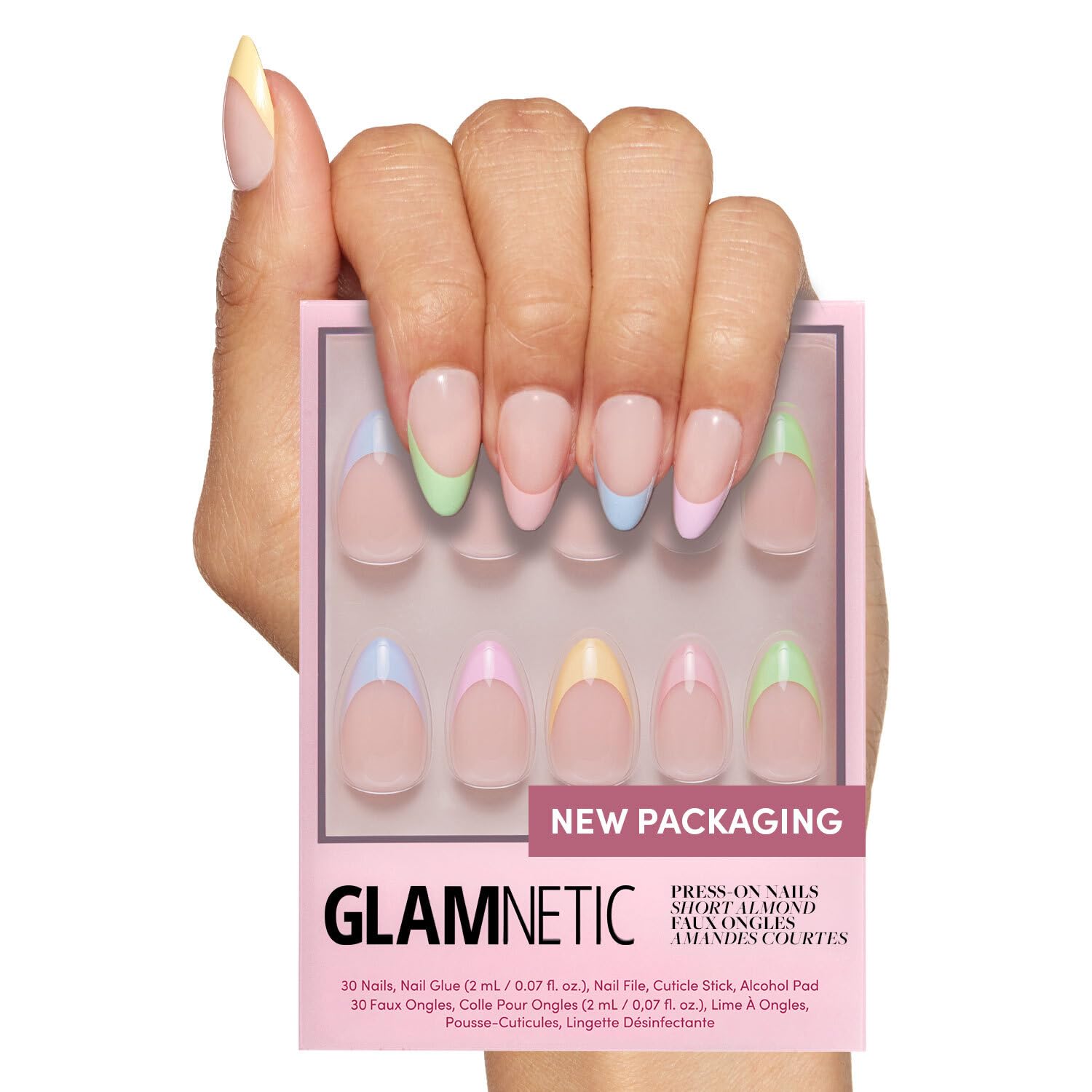 glamnetic press on nails–short almond shape reusable faux Glamnetic Press-On Nails